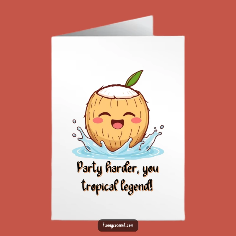 Free Printable Birthday Card: Winking Coconut Splashing Fun, Perfect Funny Downloadable Gift