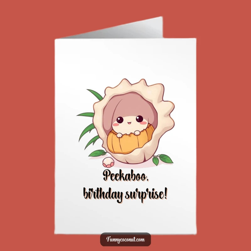 Free Printable Birthday Card: Curious Coconut Peeks, Funny Downloadable Gift!
