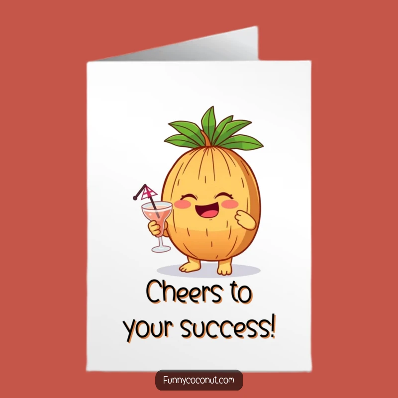 Free Printable Congrats Card: Giggling Coconut Cheers, Downloadable Celebration Drink