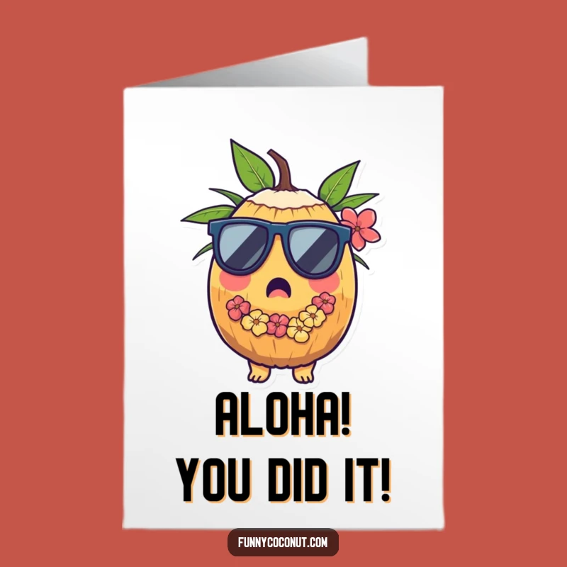 Free Printable Coconut Congratulations Card: Lei It On, Funny Downloadable Surprise