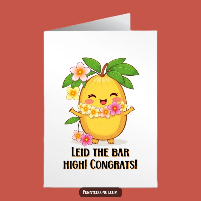 Free Printable Congrats Card: Coconut Lei Welcome, Hilarious Tropical Downloadable Greeting