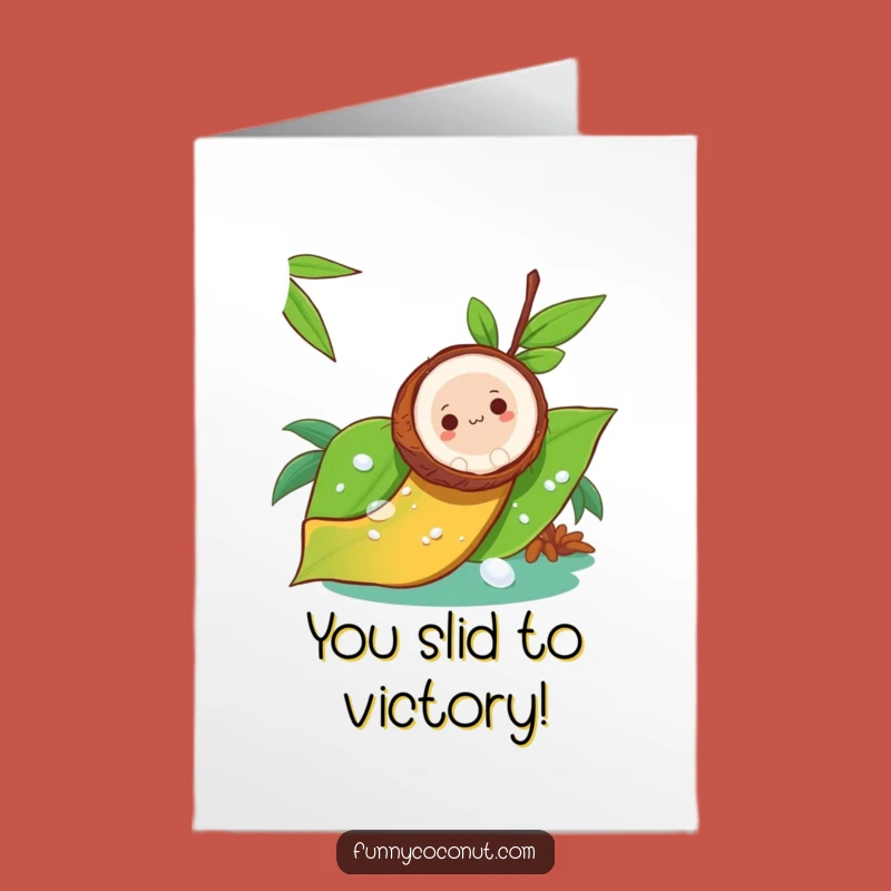 Free Printable Congrats Card: Coconut Slide Celebration, Fun Downloadable Gift