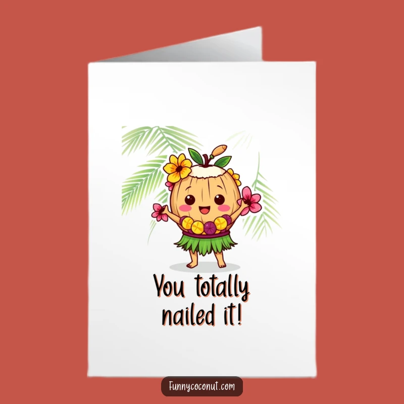 Free Printable Congrats Card: Hula Coconut Celebration, Instant Downloadable Joy