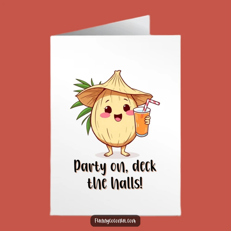 Free Printable Congrats Card: Kawaii Coconut Bartender Cheers - Downloadable Success