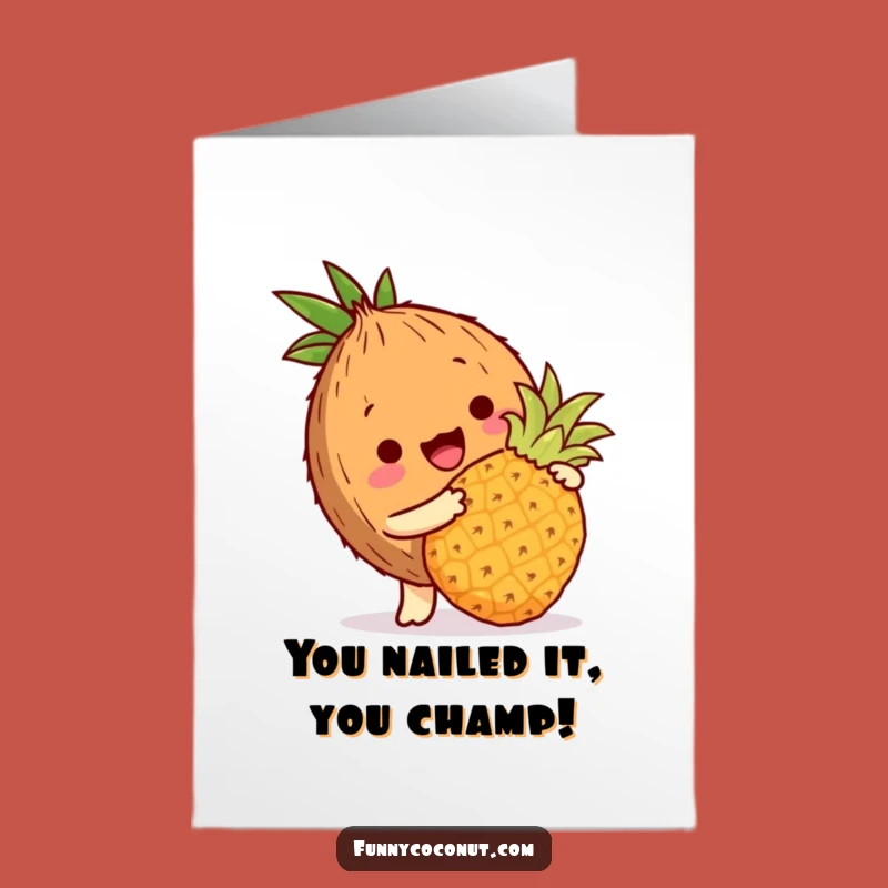 Free Printable Congrats Card: Silly Coconut Pineapple Design, Fun Downloadable Gift