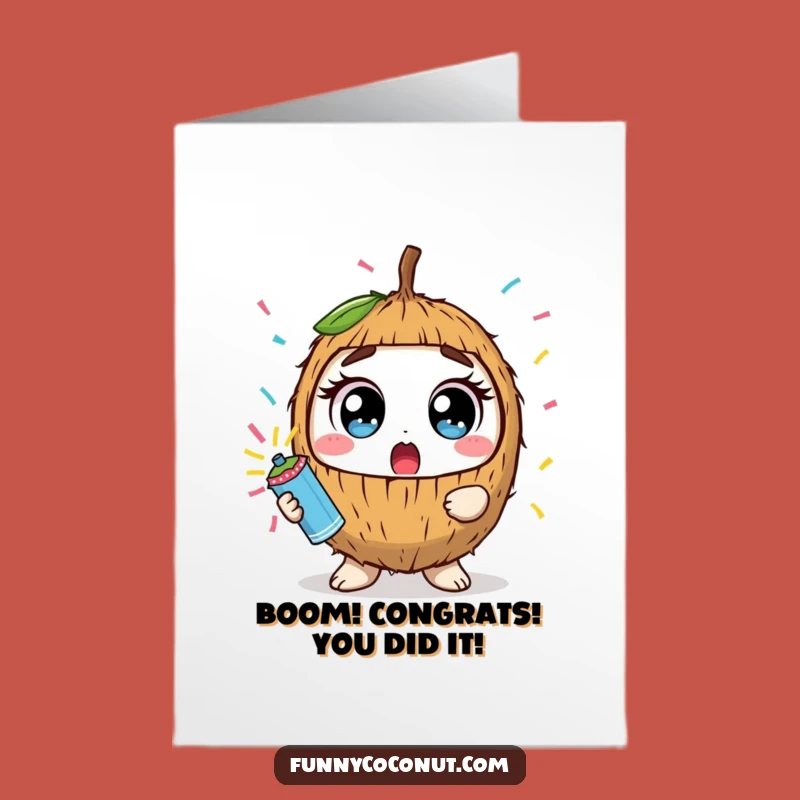 Free Printable Congrats Card: Surprised Coconut Confetti Joy Funny Downloadable Gift