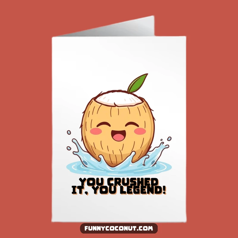Free Printable Congrats Card: Winking Coconut Splash, Hilarious Downloadable Greeting for Any Win