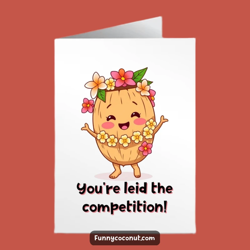 Free Printable Congratulations Card: Dancing Coconut, Funny Downloadable Greeting for Celebration
