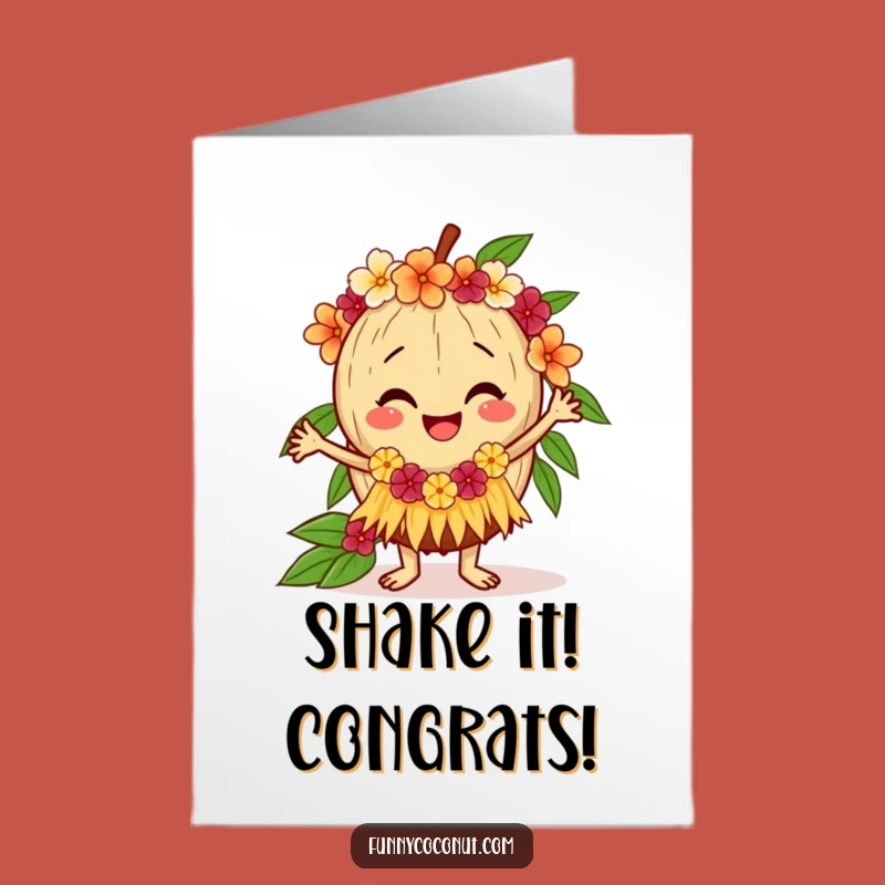 Free Printable Coconut Congrats Card: Funny Downloadable Gift for Tropical Cheers