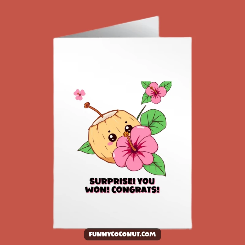 Free Printable Curious Coconut Congrats Card: Funny Downloadable Gift