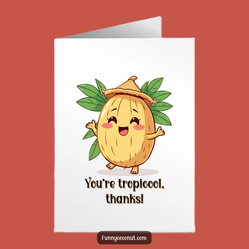 Free Printable Funny Thank You Coconut Card: Dancing Gratitude, Downloadable Gift for Home Printing