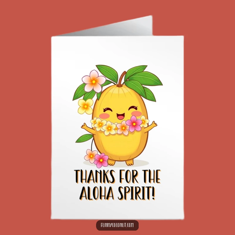 Free Printable Thank You Card: Coconut Lei Gratitude, Warm and Funny Downloadable Gift