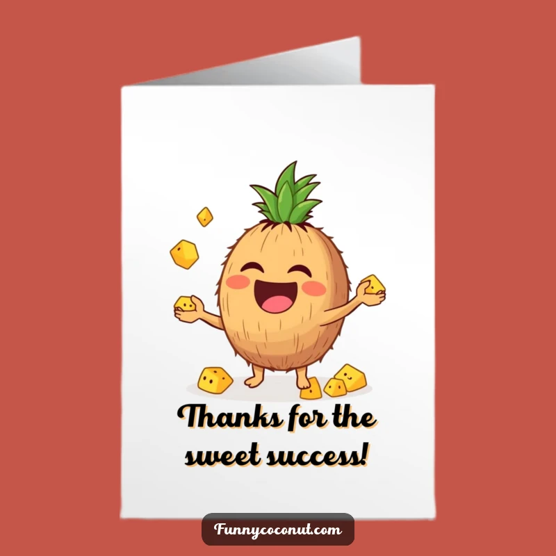 Free Printable Thank You Card: Juggling Coconut Pineapples for a Whimsical Gratitude Greeting