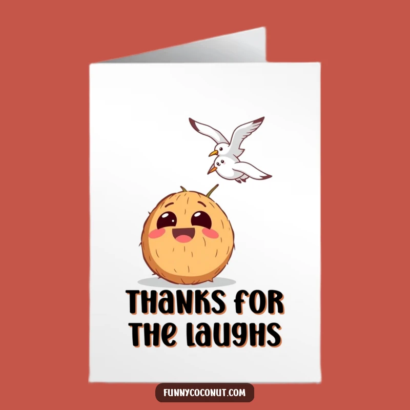 Free Printable Thank You Card: Laughing Coconut & Seagull, Funny Gratitude Gift!