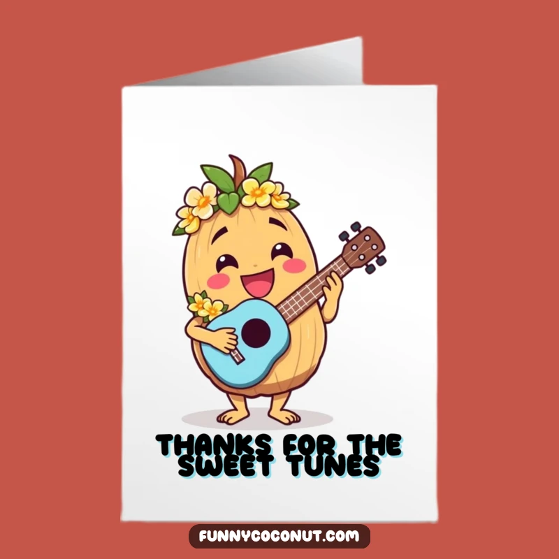 Free Printable Thank You Coconut Card: Ukulele Lei Gratitude Downloadable Gift!