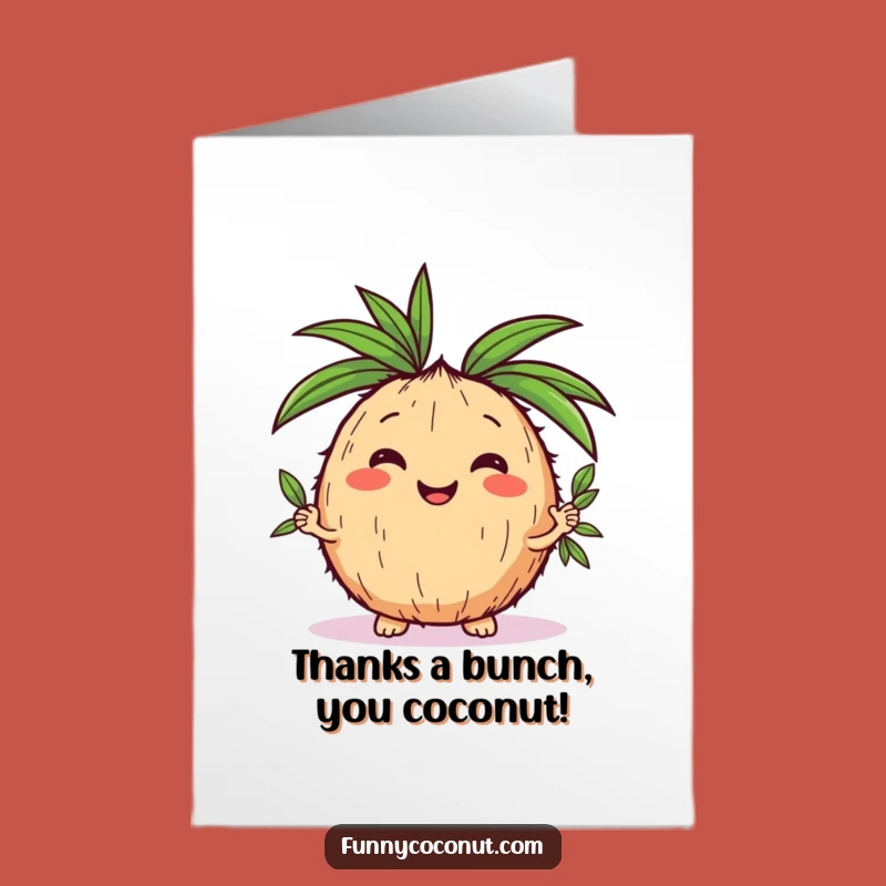 Free Printable Thank You Card: Grateful Kawaii Coconut Juggling Thanks - Downloadable