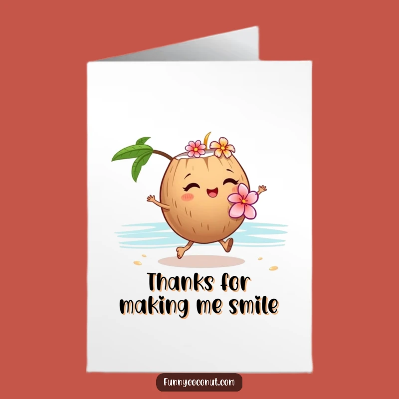 Free Printable Thank You Card: Winking Coconut Flower Lei Funny Downloadable Gift