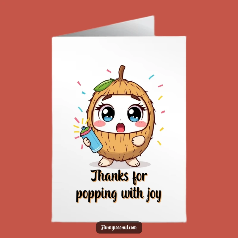 Free Printable Thank You Card: Surprised Coconut Confetti Pop Funny Downloadable Gift