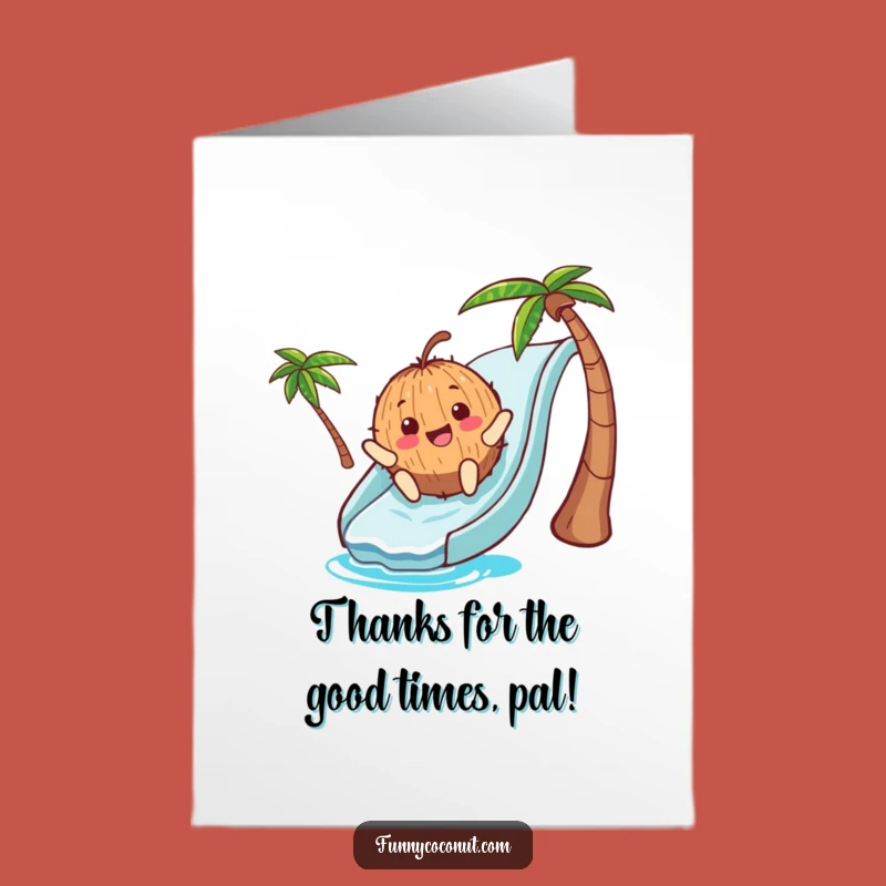 Free Printable Thank You Card: Grateful Coconut Waterslide Ride, Downloadable Appreciation for Fun Times