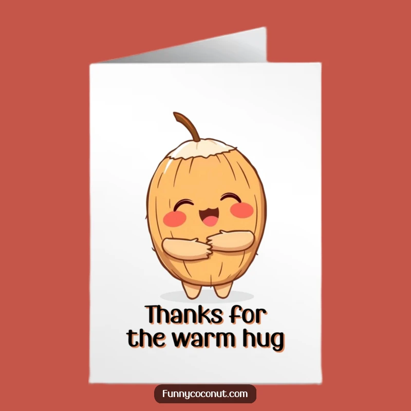 Free Printable Coconut Thank You Card: Hugs & Gratitude, Funny Downloadable Gift