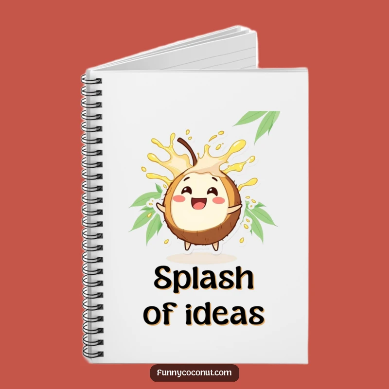 Funny Coconut Burst Notebook: Jot Down Ideas with a Tropical Character's Refreshing Juice Splash