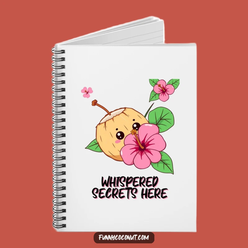Funny Curious Coconut Notebook - Journal Peeks, Tropical Flower, Perfect Humorous Gift