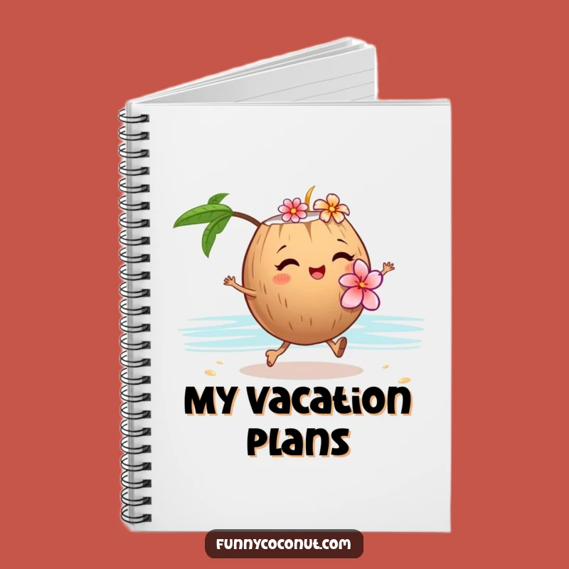 Funny Winking Coconut Flower Lei Notebook - Tropical Vacation Journal Gift