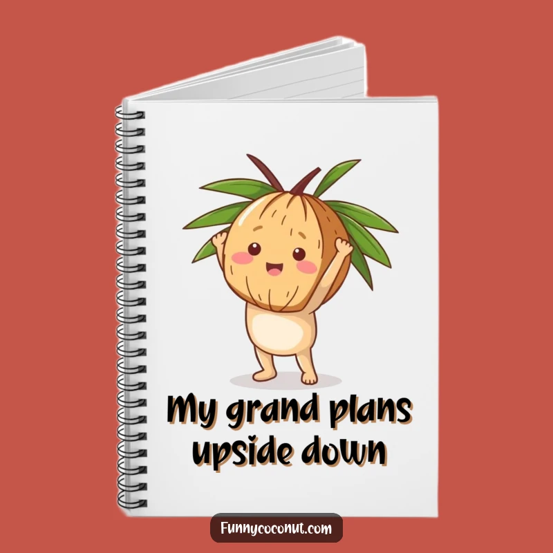 Funny Coconut Handstand Notebook, Fitness Journal, Hilarious Gift