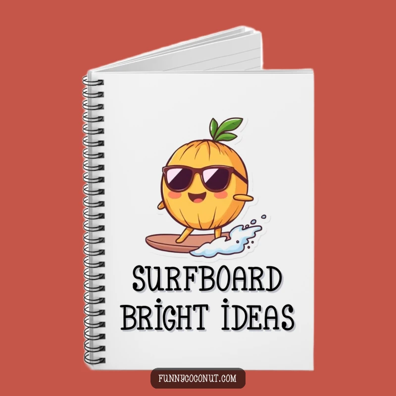 Funny Surfing Coconut Notebook: Jot Down Ideas with a Cool Surfer