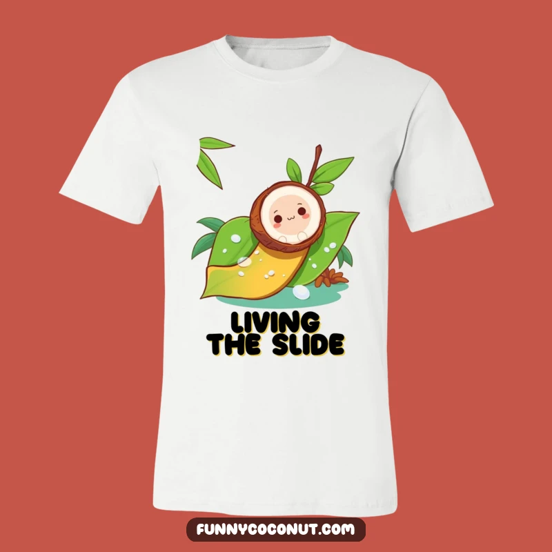 Funny Coconut Slide T-Shirt - Leafy Adventure Graphic Tee