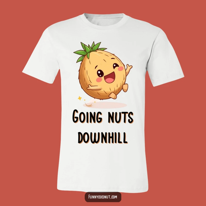 Funny Coconut T-Shirt: Playful Roll Downhill, Ideal Funny Gift for Adventurers