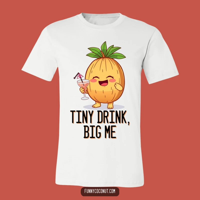 Funny Giggling Coconut T-Shirt: Chill Vibes with a Tiny Drink Gift