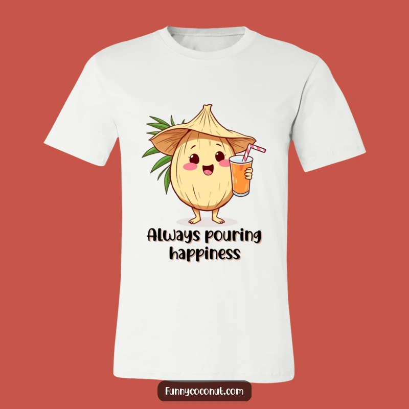 Funny Kawaii Coconut Serving Drink T-Shirt - Tropical Aloha Humor Tee Gift