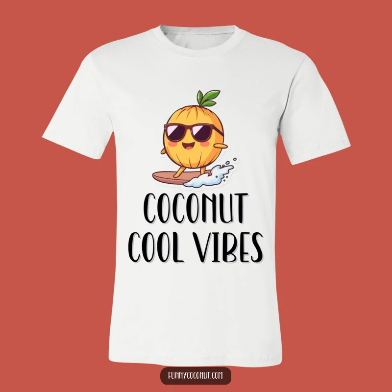 Funny Surfing Coconut T-Shirt: Cool Shades & Wave Riding Fun