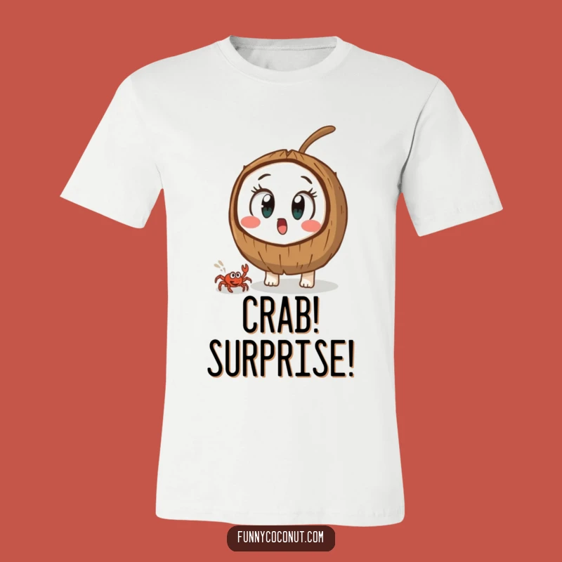Funny Surprised Coconut T-Shirt: Witnessing a Tiny Crab's Escape Gift