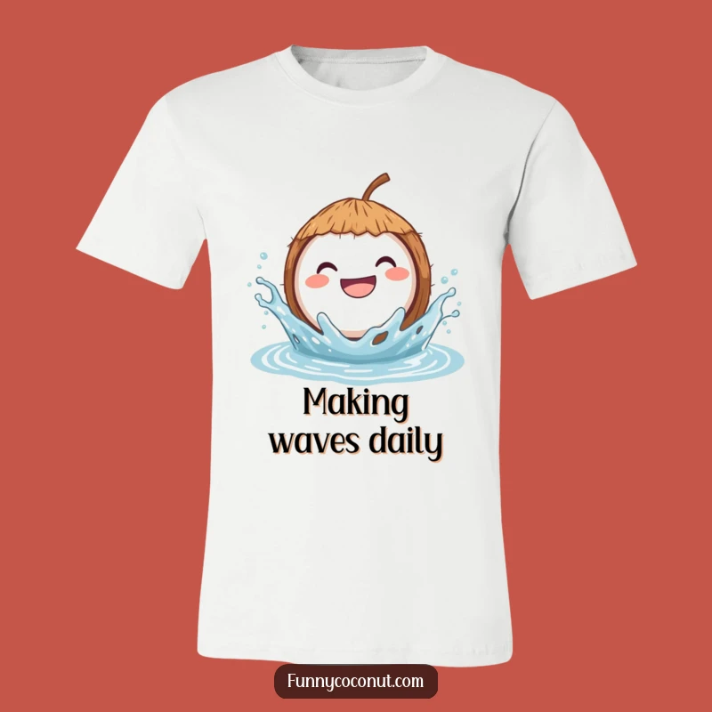 Funny T-Shirt: Grinning Coconut Splash - Hilarious Water Lover Tee Gift