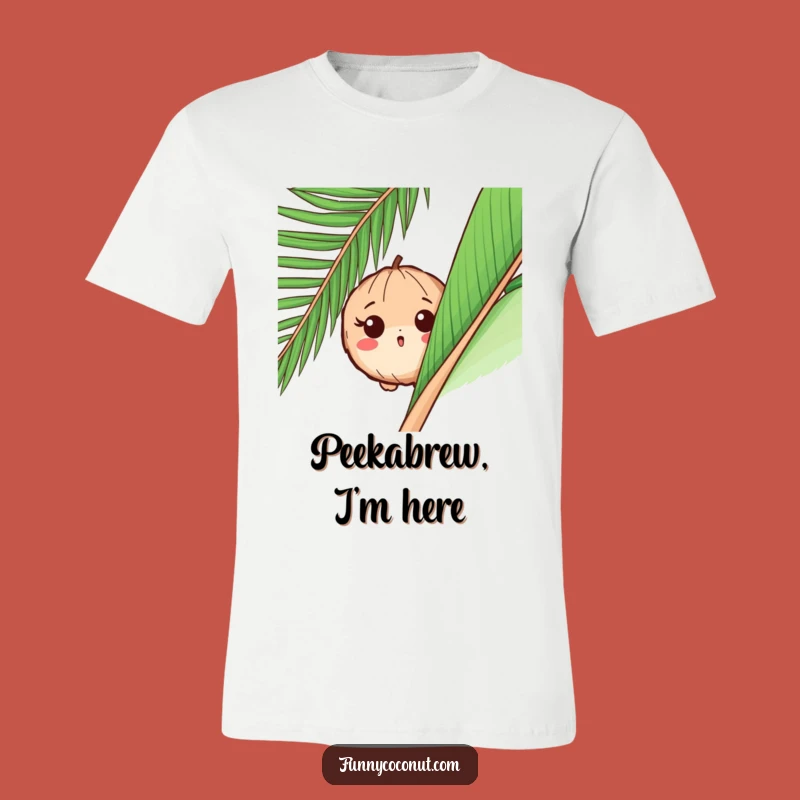 Funny T-Shirt: Surprised Coconut Peek-a-Boo - Hilarious Tropical Surprise Tee Gift