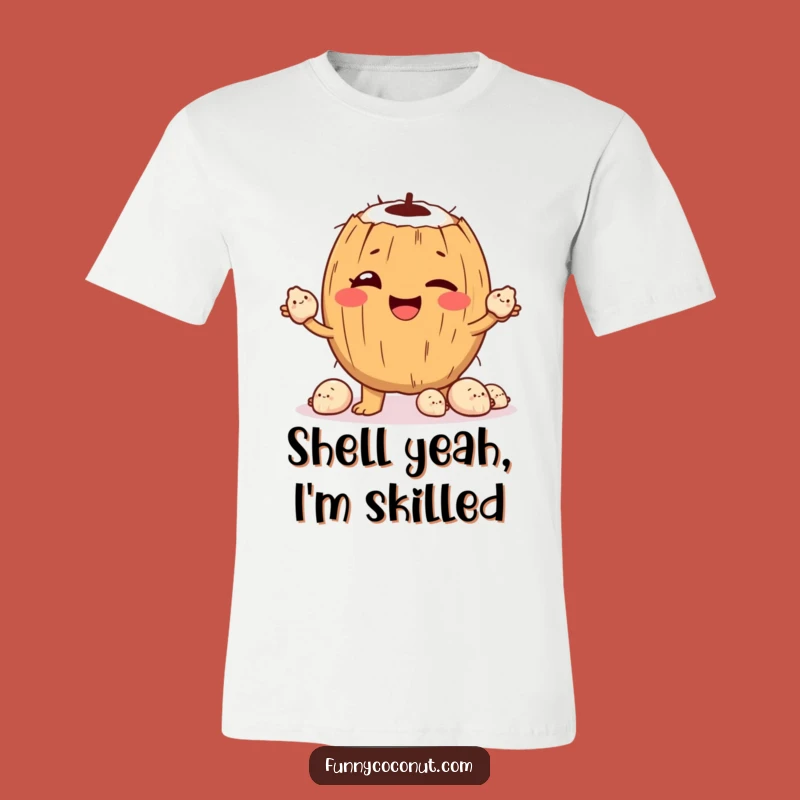 Funny Coconut Juggling Seashells T-Shirt: Hilarious Winking Tee for Beach Vibes Gift