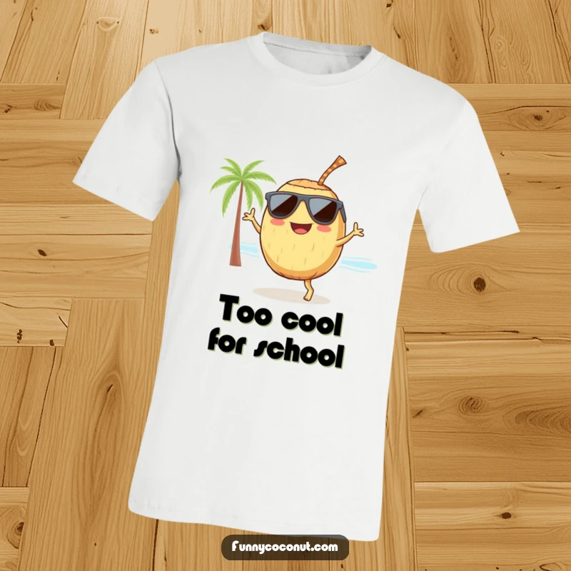 Funny coconut wearing sunglasses and a straw, dancing with joy on a beach, showcasing a fun and festive summer attitude.