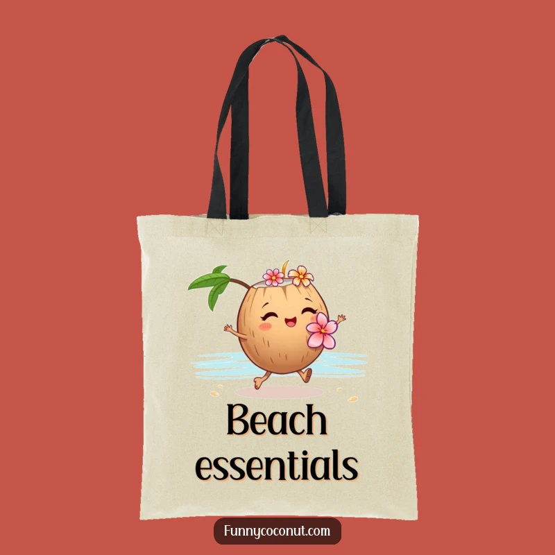 Funny Winking Coconut Flower Lei Tote Bag - Tropical Beach Carryall Gift