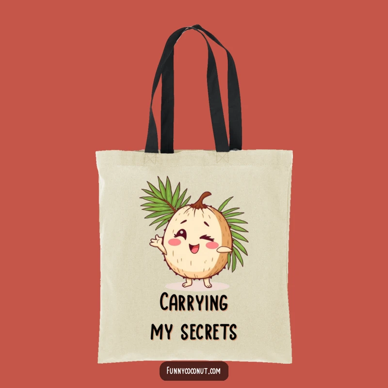 Funny Coconut Pose Tote Bag: Winking Character Carry-all, Perfect Humorous Gift