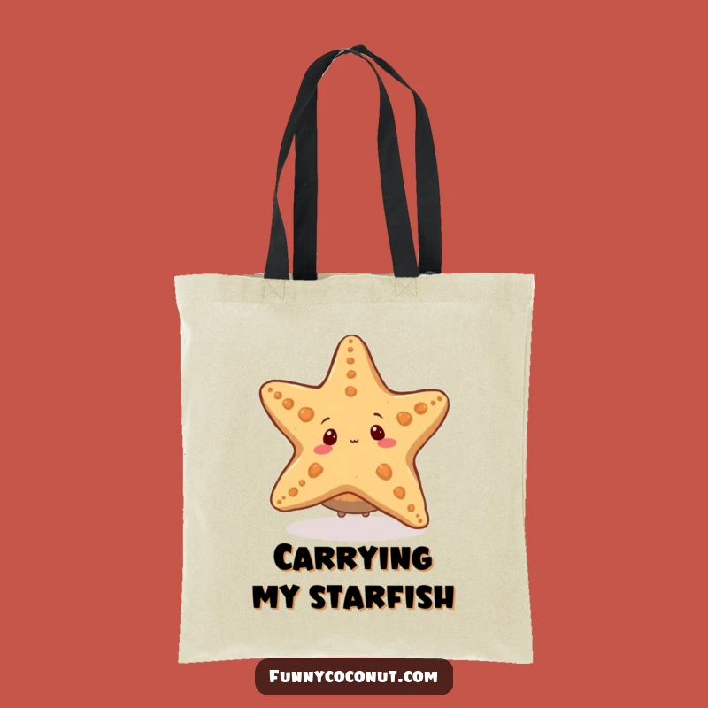 Funny Coconut Starfish Tote Bag: Ocean Humor Carryall, Beachy Accessory