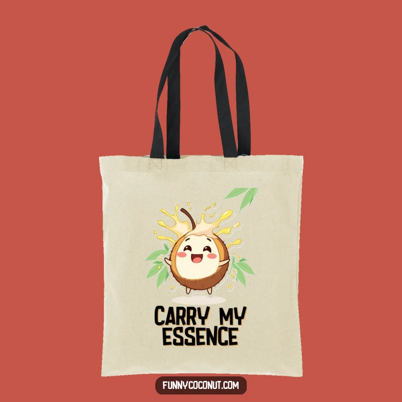Funny Coconut Burst Tote Bag: Carry Your Essentials with a Tropical Character's Joyful Splash