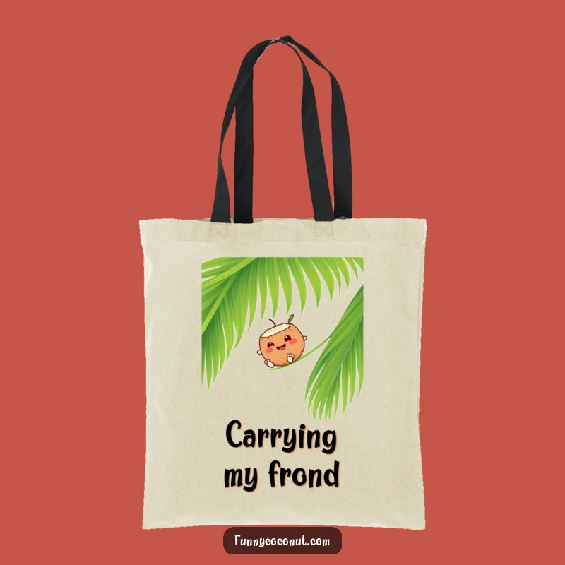 Funny Coconut Palm Frond Slide Tote Bag: Happy Tropical Carryall