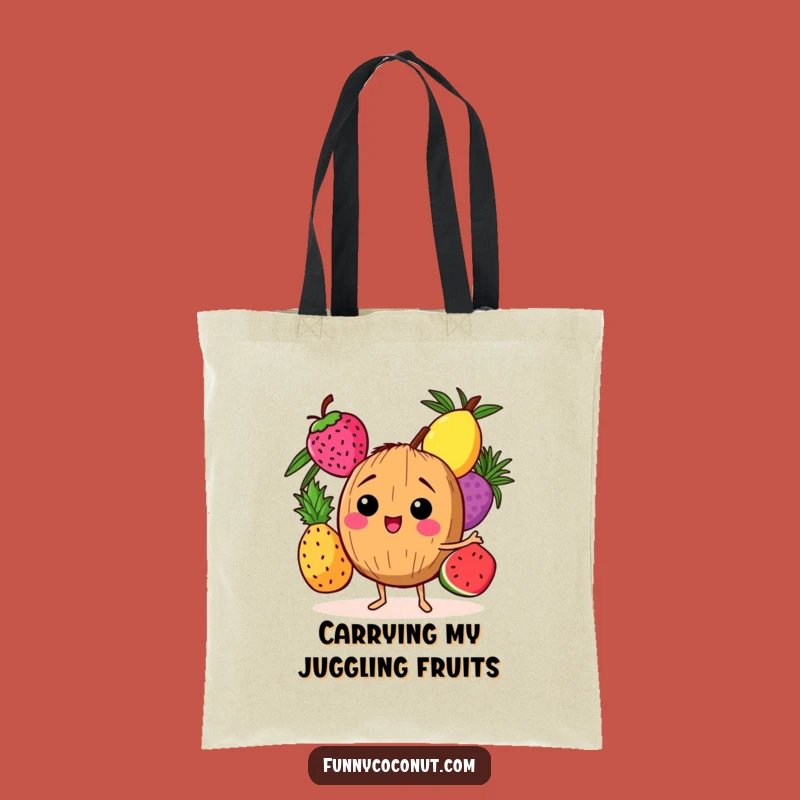 Funny Giggling Coconut Tote Bag: Carry Your Essentials with Tropical Fruit Juggling Fun