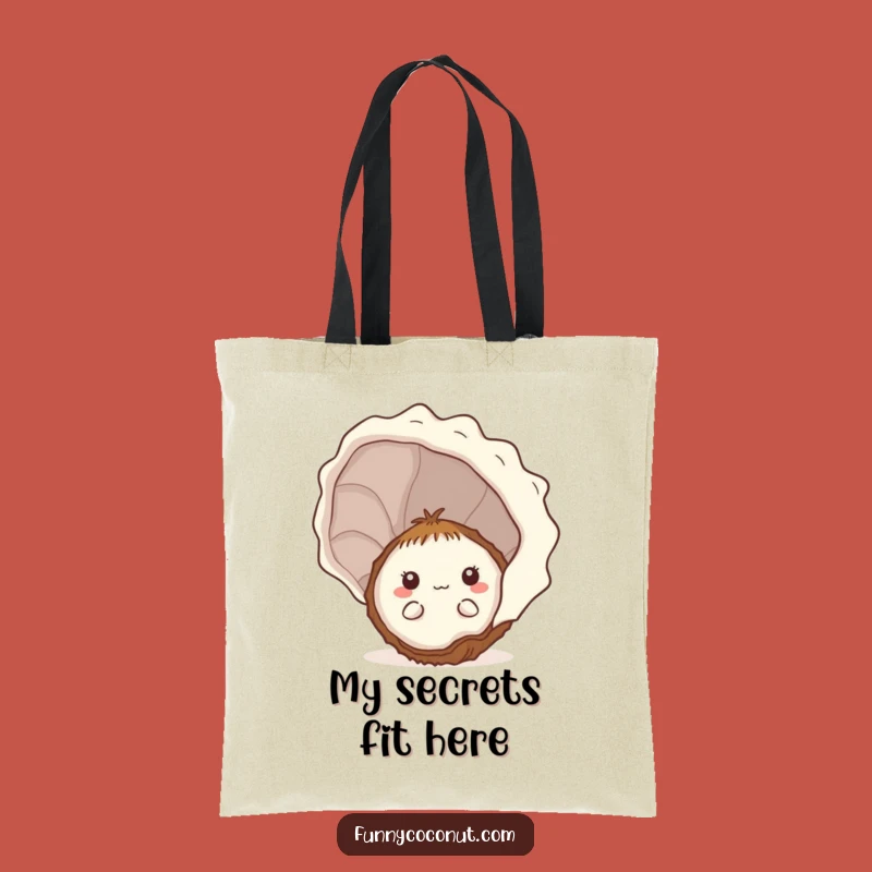 Funny Shy Kawaii Coconut Seashell Tote Bag - Cute Beach Carry-all Gift