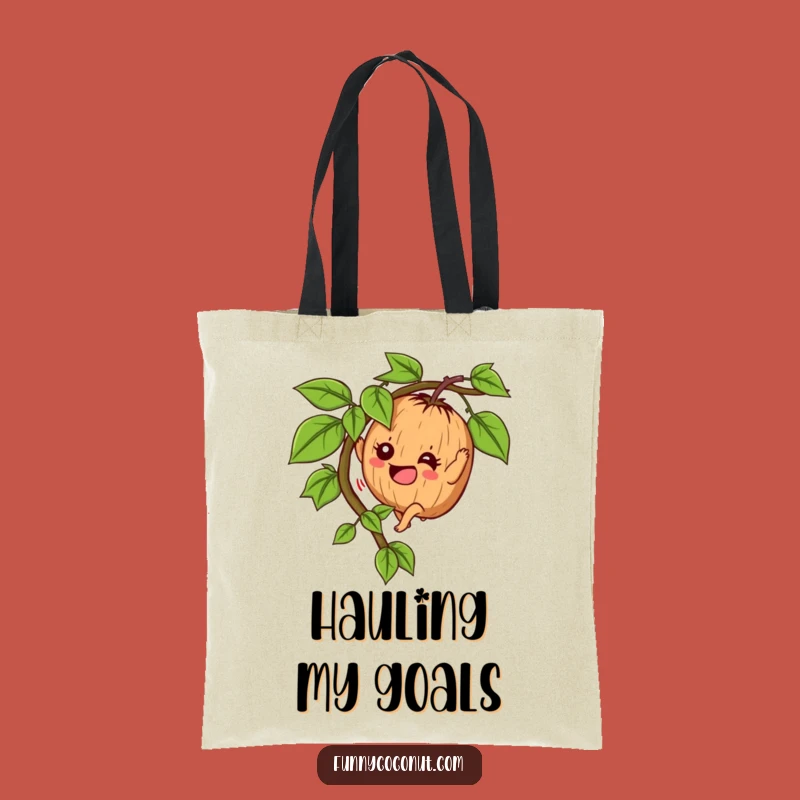 Funny Determined Coconut Tote Bag - Tropical Carry-all, Climber Design, Perfect Gift