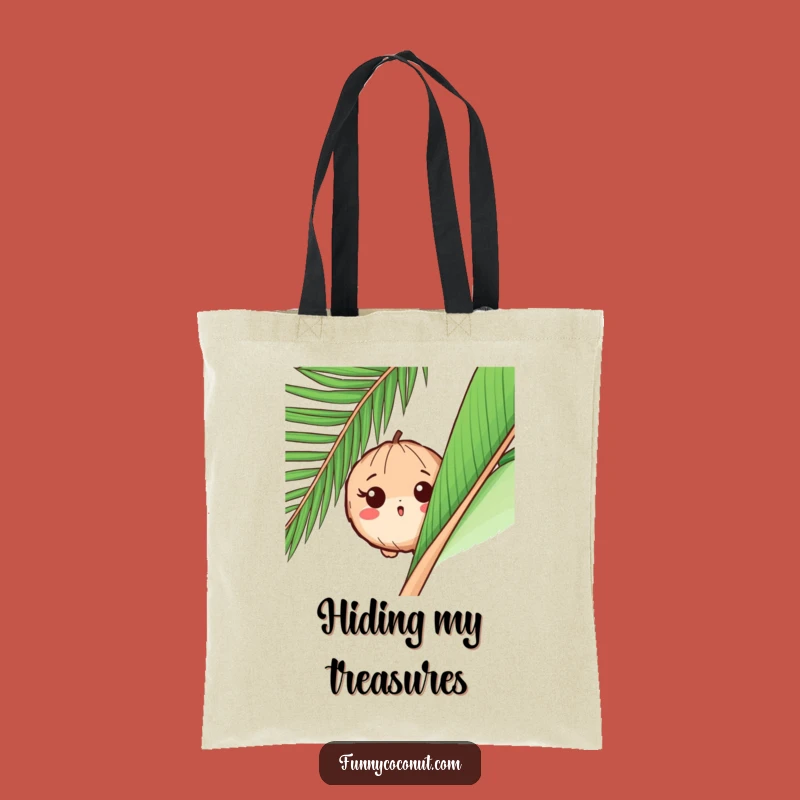 Funny Tote Bag: Surprised Coconut Peek-a-Boo - Humorous Tropical Carryall