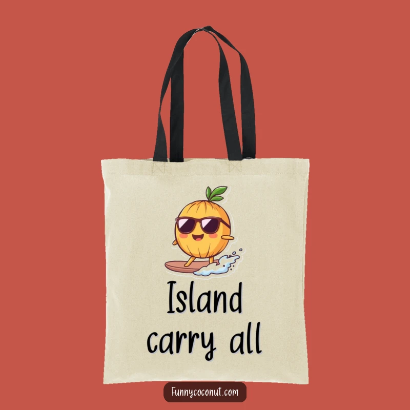 Funny Surfing Coconut Tote Bag: Beach Ready with a Cool Character