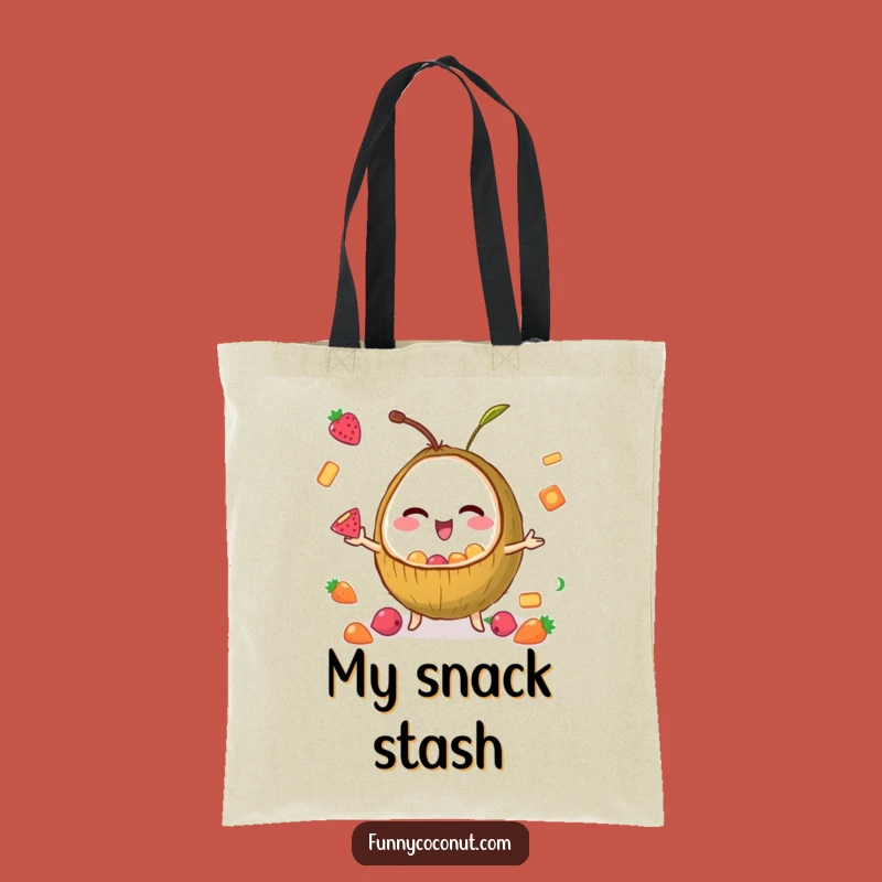 Funny Tote Bag: Winking Coconut Juggler - Humorous Carryall for Snack Fans